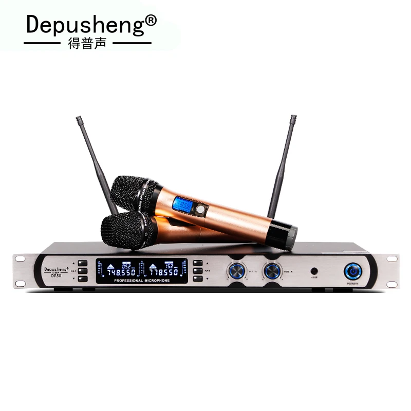 

New arrival ! Professional UHF Wireless Microphone System With Two Handheld Mic. Perfect Sound For Singing, Gold