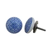 Set of 12 Handmade Designer Ceramic Blue Wheel Flat Drawer Pulls Door Knobs
