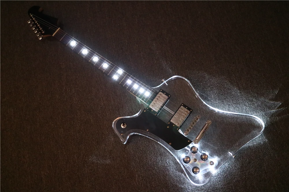 afanti music fb 系列左手丙烯酸身体电吉他与白色 led灯 (pag-134)