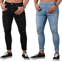 

Hot selling fashion handmade comfortable simple style slim mens denim jeans