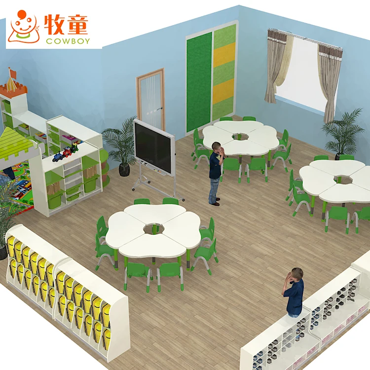 2018 Modern Children Furniture Sets Play School Kindergarten Classroom