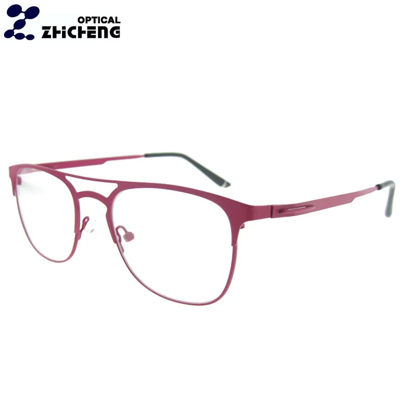 

Latest Hot Selling Eyeglasses Colorful Metal Optical Frame With Double Bridge, Black/white/red