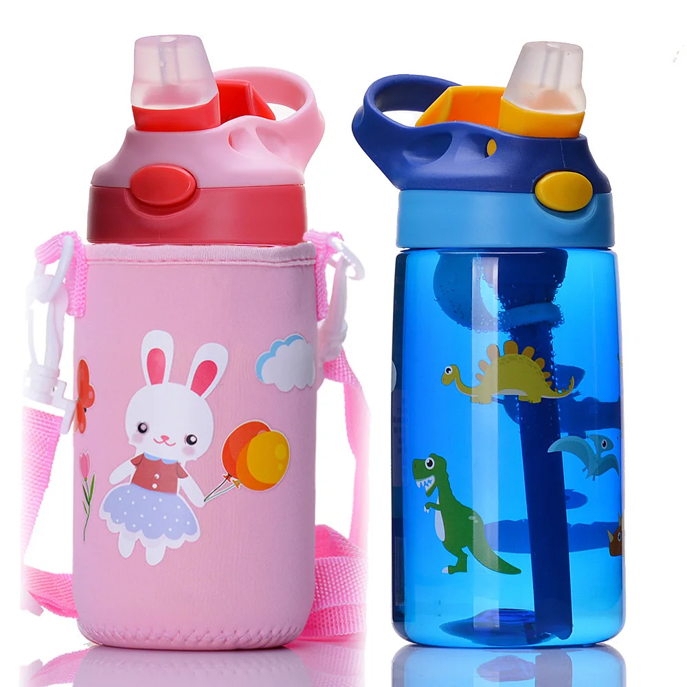 

Feiyou wholesale custom logo kids travel water bottle bpa free portable handle straw water bottle for school eco, Blue/red/purple/green