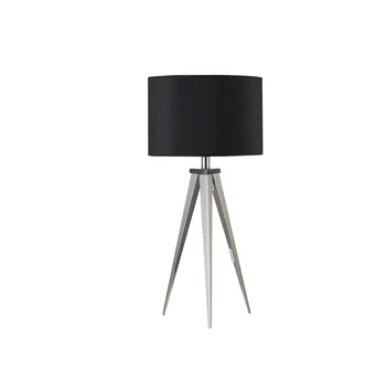 High Quality Black Finish Metal Tripod Base Table Lamp With Fabric