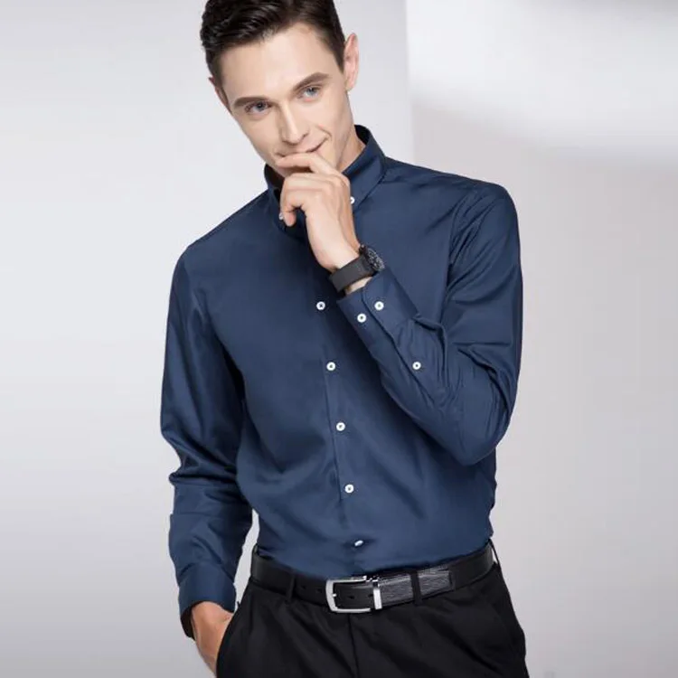 

Formal 60% cotton new style long sleeve shirts, blue mens shirts with cuff buttons