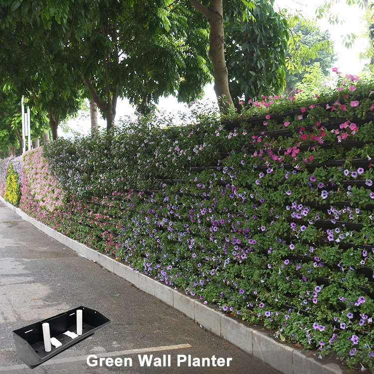 

Hot Selling Wall Hanging Flower Pots Decor Plastic Pots Artifical Vertical Garden For Decor, Black