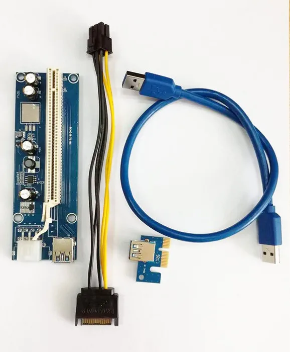 

PCI-E Riser Card 1X to 16X to USB 3.0 Extender Cable with Power Supply for Bitcoin Litecoin Miner 60CM black Cable, Blue