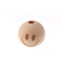 

Custom Logo Diy Craft Wood Color Laser Engraving Smiley Face Wooden Bead