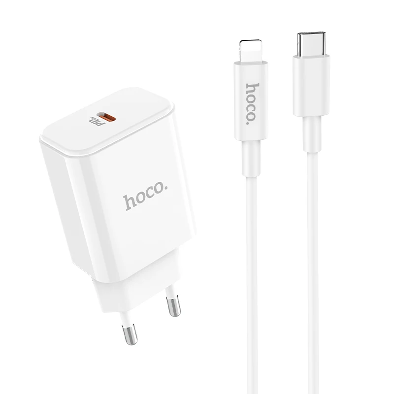 

HOCO C71A 2.4A 18W PD3.0 Cell Phone Speed Adapter Type C to for iPhone EU Plug Travel Charger, White