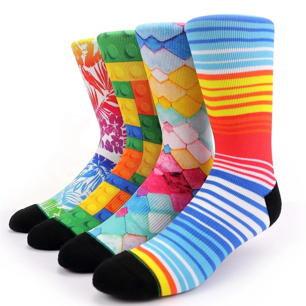 

KANGYI USA free shipping custom 3D printed crew 360 print socks with Logo Building Block Patterns, Pictures