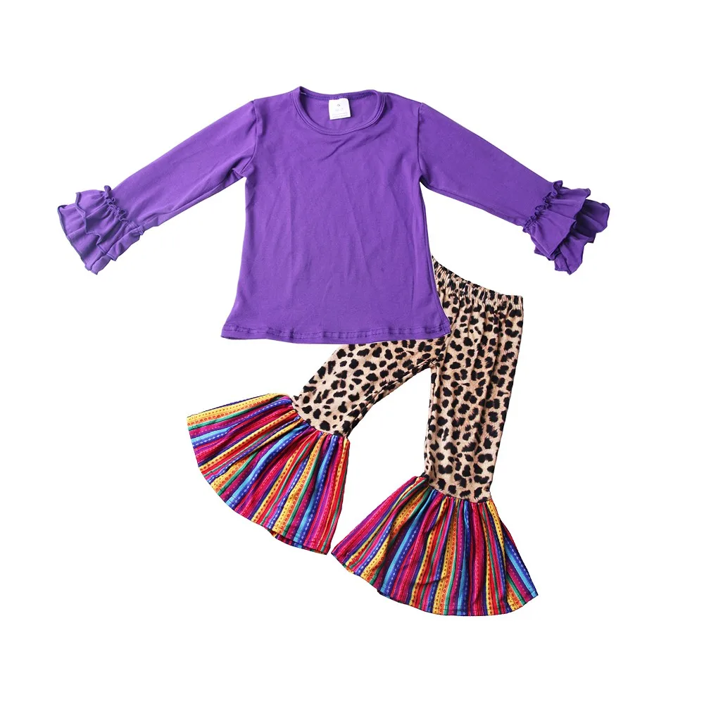 

Baby Girls Cheetah Bell Bottoms Clothing Sets Wholesale 2019, Pic