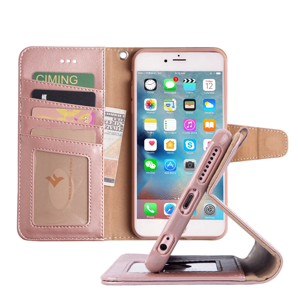 

2018 Hot Selling Leather flip wallet mobile phone case for iPhone 6S Plus, Multiple colors or custsomized