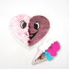 Custom Pink Heart 2 Ways Reversible Sequin Sew-on Patches for Kids Clothes