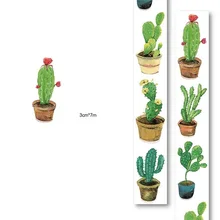 1Roll=40mmx7m High Quality Cactus Cacti Pattern Japanese Washi Decorative Adhesive Tape DIY Masking Paper Tape Label Sticker