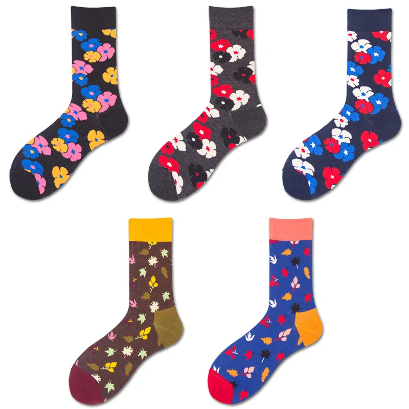

Wholesale japanese style geometry tube happy socks men, Colorful