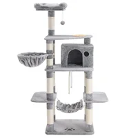 

Sturdy cat tree with feeding bowl, cat condos with sisal poles, padded platform