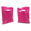 9x12 Factory Price High Glossy Pink Colored Plastic Commodity Packaging Bags with Die-cut Handles