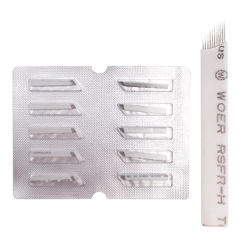 

Sterilized Medical Safety Permanent Makeup Eyebrow Microblading Disposable Tool Disposable 11pin Microblading Pen Blade 0.22mm