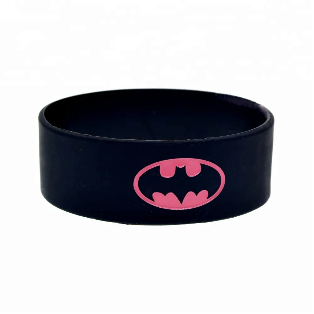 

25PCS/Lot 1 Inch Wide Batman Silicone Bracelet for Animation Fans Gift Wristband, N/a