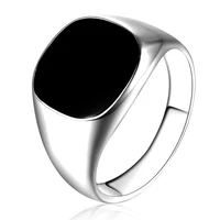 

Wholesale Cheap Vintage Personalized Simple Design Gents Black Enamel Signet Ring Fashion Gold Silver Men Rings