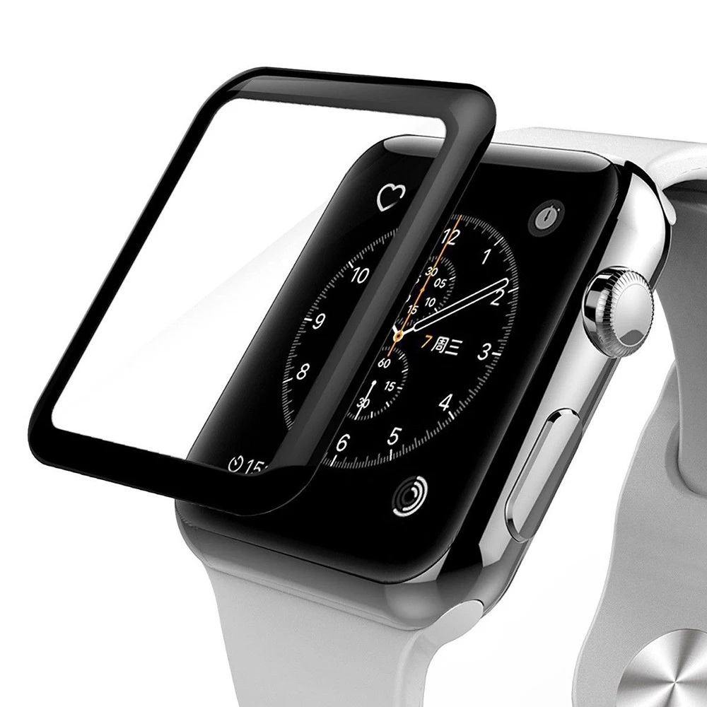 

For Apple Watch 4 Tempered Glass Film Full Coverage 3D 44mm 40mm Screen Protector For iWatch4, Black side