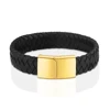 Plain style black leather bracelet hand chain for men