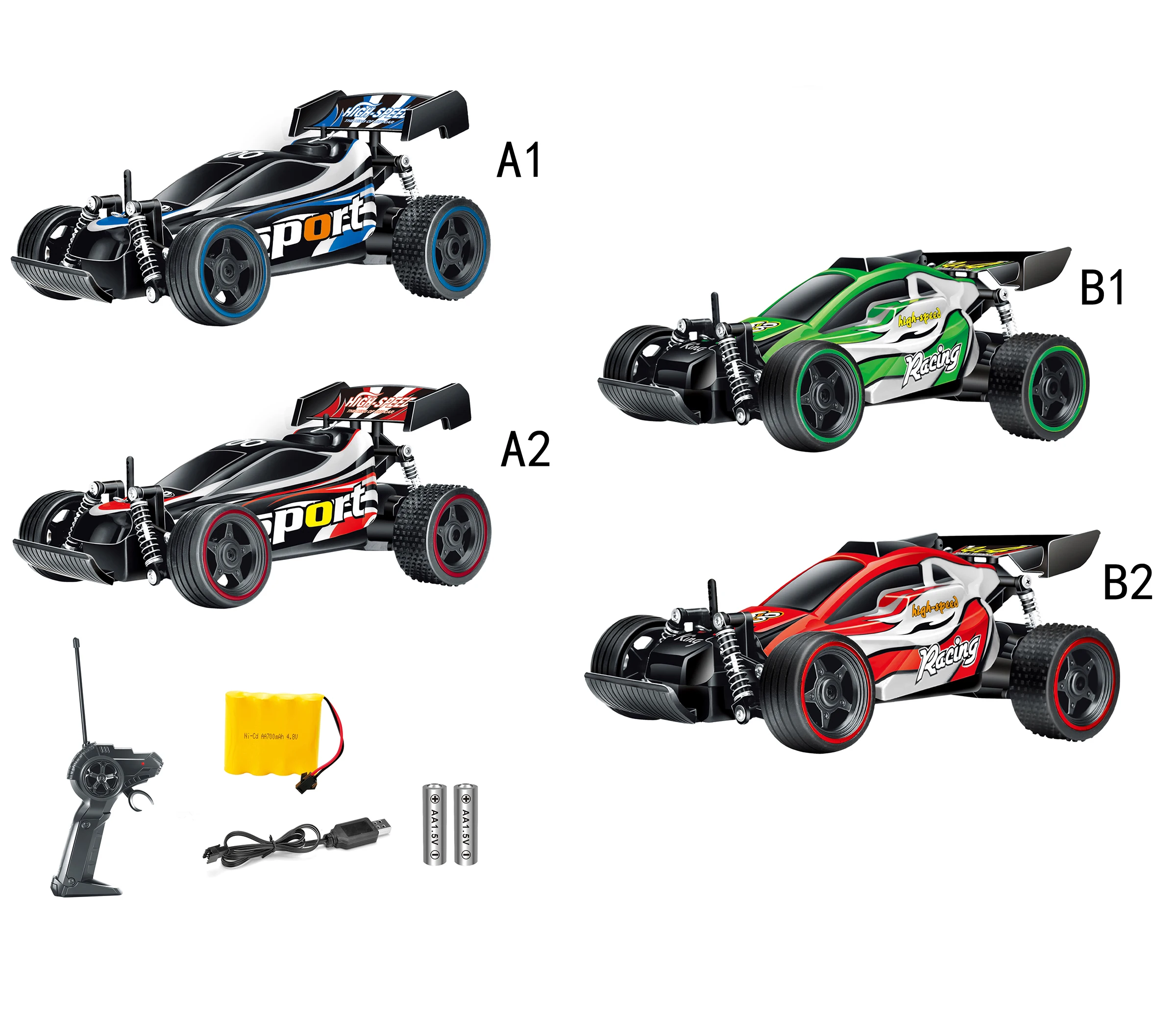 663-10 2.4G 1/16 RC HAUTE VITESSE VOITURE DE COURSE AVEC LUMI&Egrave;RE