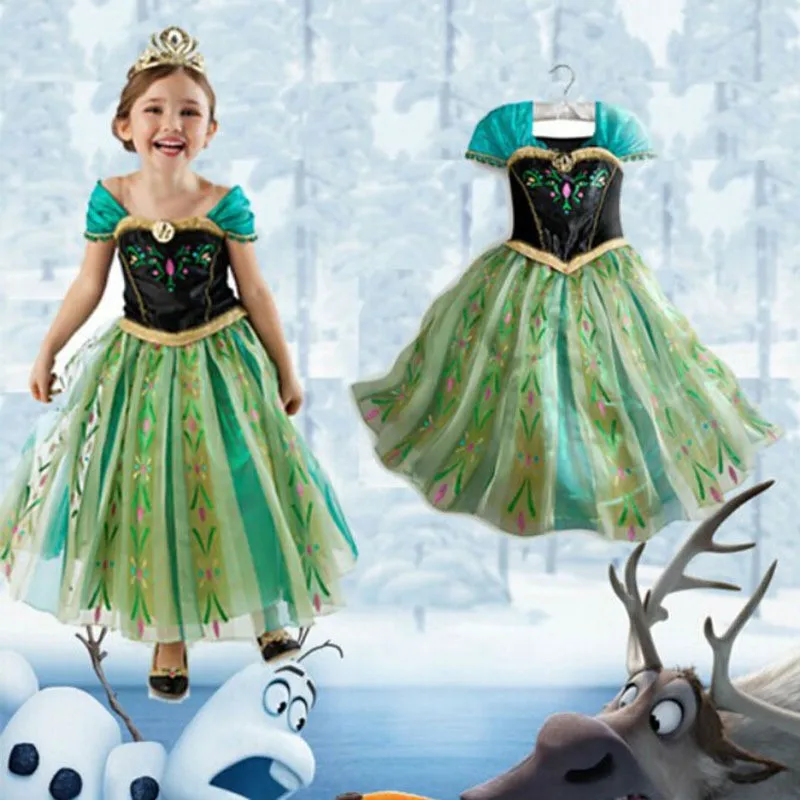 

Elsa Wholesale Girl party Wear Cosplay Clothing Disny Princess Dress BXLSXB, Green