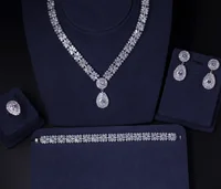 

4 in 1 Dubai AAA Cubic Zirconia Evening Dress Wedding Accessories Bridal jewelry Sets