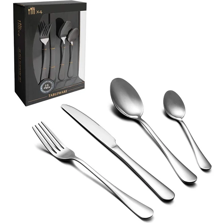 

Amazon Hot Sell Colorful 16pcs Stainless Steel Cutlery Set Service For 4, Silver, gold, rose gold, black, multicolored