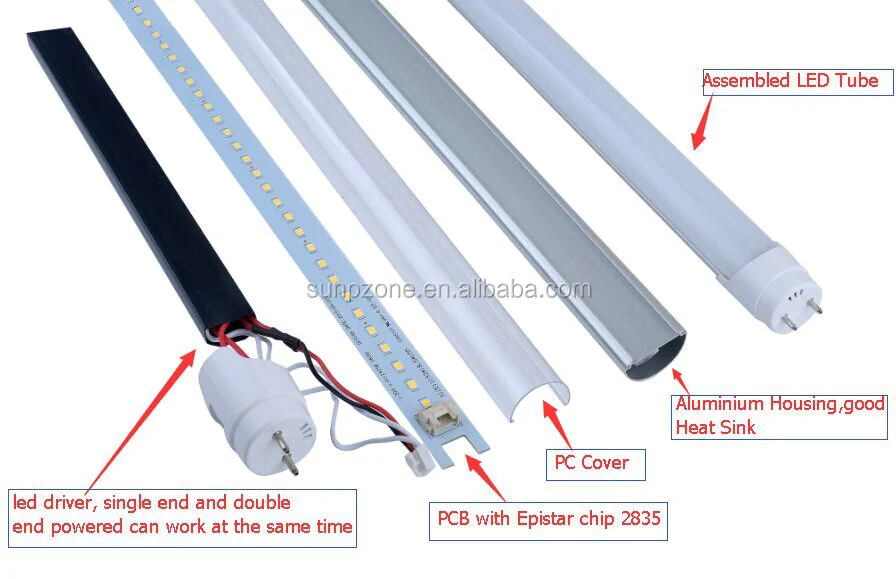 
100-347v t8 led tube light 18w plug and play tube 