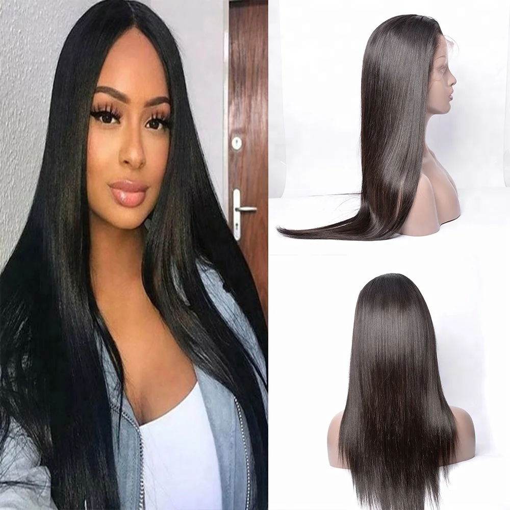 

Natural Black Color Straight Wave Brazilian Human Hair Lace Front Wig