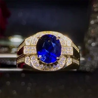

luxury men's ring 18k gold South Africa real diamond natural sapphire ring for women made by Sri Lanka unheated sapphire