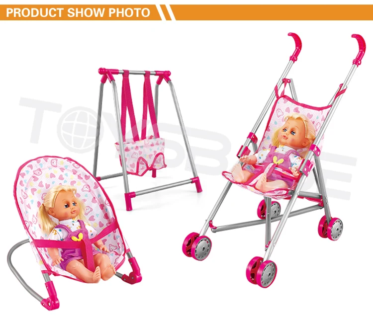 Baby Doll Passeggino Play Set con accessori per Passeggino e Bambole 