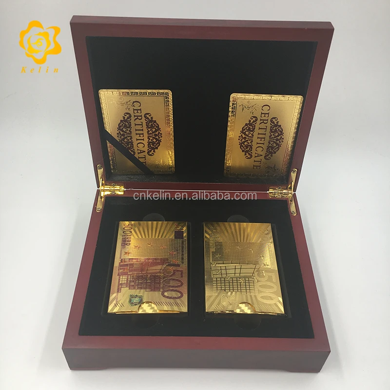 

Durable Waterproof Plastic 100 USD Playing Cards Golden Plated Poker Cards