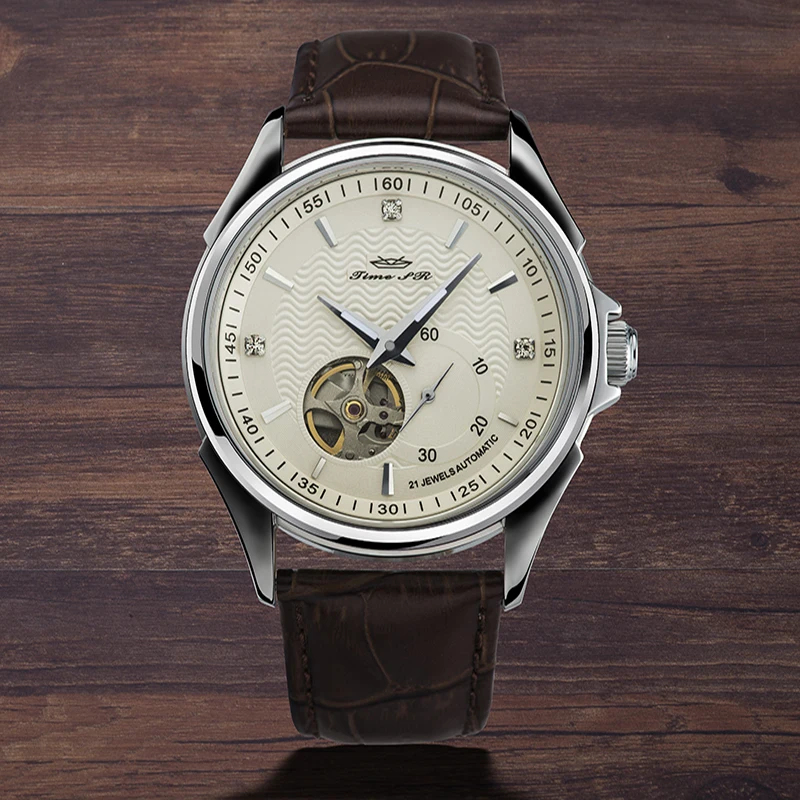 

Business luxury men leather strap mechanical wrist watch