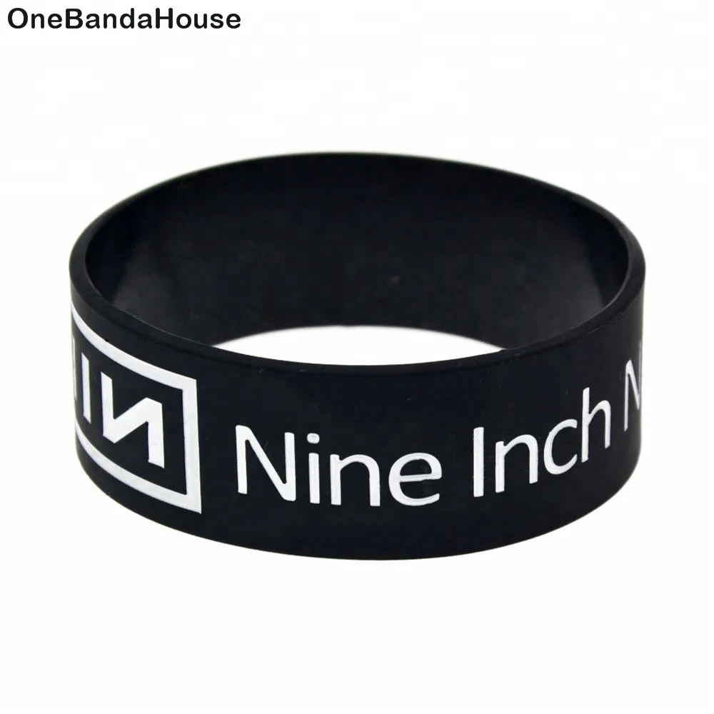 

25PCS/Lot American Rock Band 1 Inch Wide Bracelet Nine Inch Nails Silicone Wristband, Black