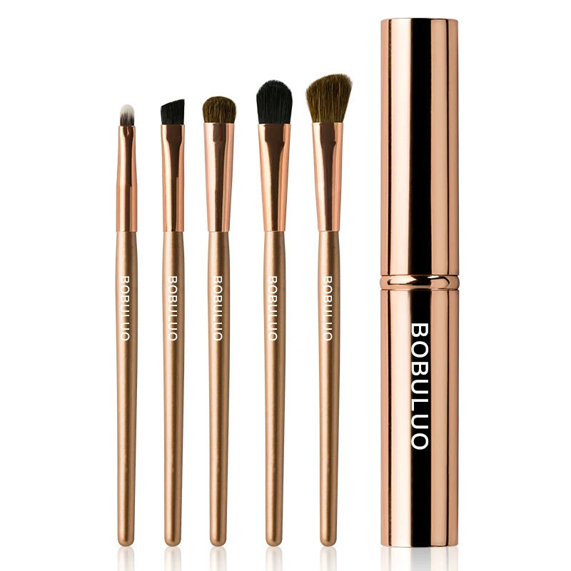 

BOBULUO Small Makeup Brush Eye Shadow Brush Sets 5pcs, Black;sliver;pink or customized