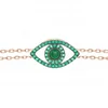 LOZRUNVE Turkish Jewelry 925 Sterling Silver Green Stone Evil Eye Bracelet Women