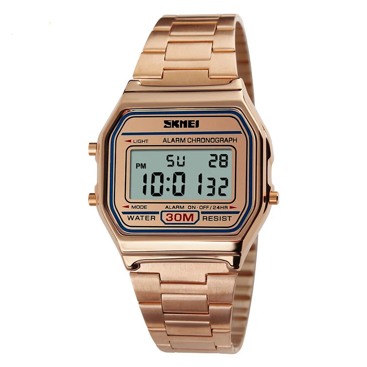 Hot design Skmei 1123 gold wrist watch unisex digital watch for couple rose gold watch
