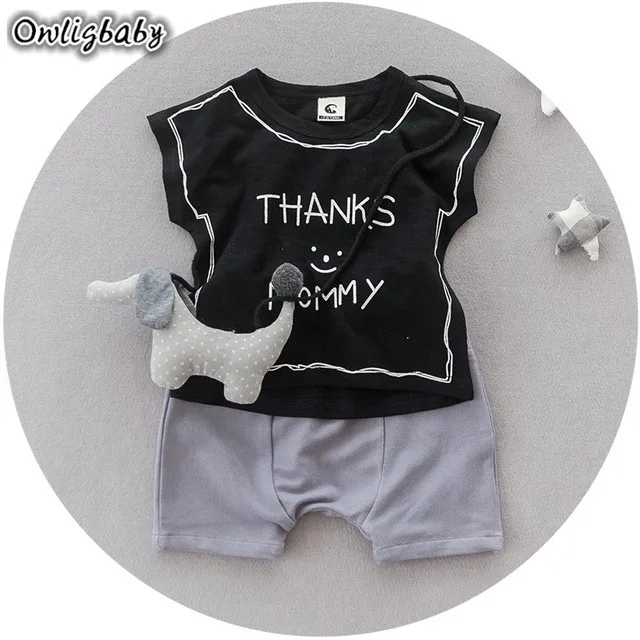 

2020 Summer baby Boys Letter T-Shirt + Shorts Suit Clothing Sets (No Bag)