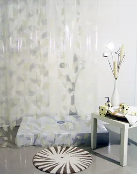 Leaf Design Printed Transparent Novelty Shower Curtain Peva