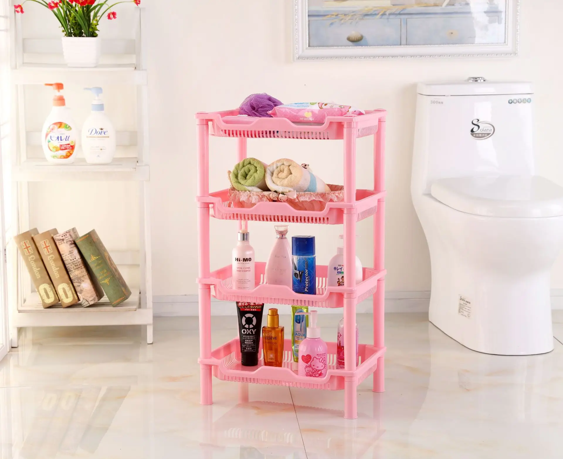 4tier Multipurpose Plastic Storage Rack Bathroom Corner Storage Rack