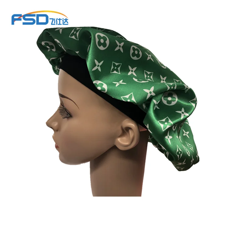 
Wholesale Shower Cap summer spring leopard grain print women fashion night sleep cap chemo hats satin hair bonnet 