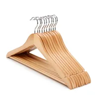 

Hot sale natural wooden top hanger suit hanger with round bar