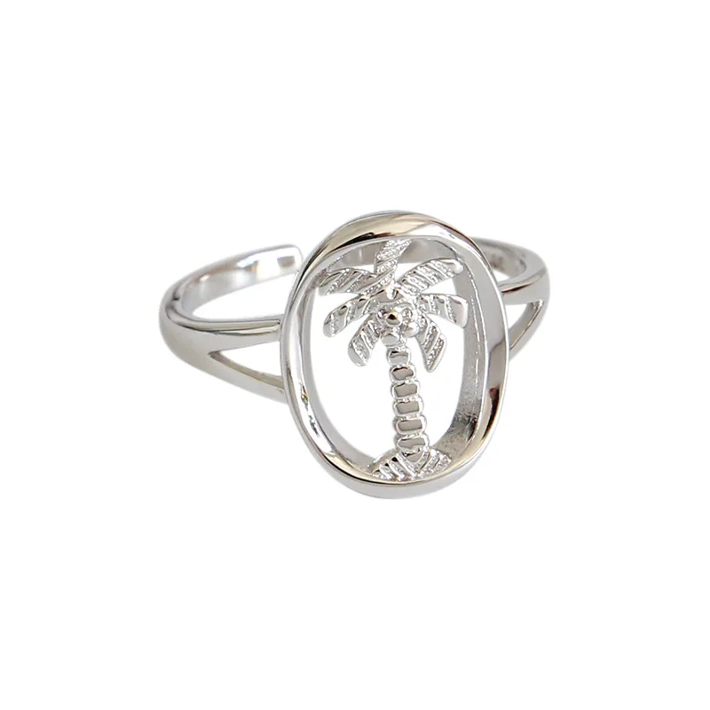 

Ring Coconut Trees Sliver for Florida Beach Party 925 Silver Cluster Rings Hight Quality  925 Sterling RL181101, Sliver/gold