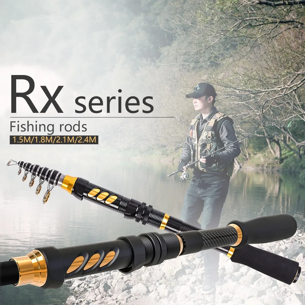 Telescopic Fishing Pole 6.9 FT Carbon Fiber Telescopic Fishing Rod -  Portable Travel Spinning Pole By MUCH Telescoping Fish Rod