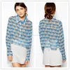 New ladies blouse , floral print blouse, clothing manufacture, 2014 new Shirt in Tropical Palm Print (TW0232B)