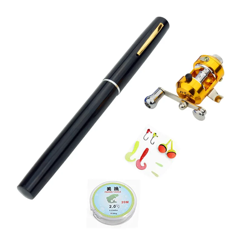 

1m Fishing Rod Set Mini Telescopic Portable Pocket Pen Fishing Rod Pole + Aluminum Alloy Reel + Lures Baits + Jig Hooks
