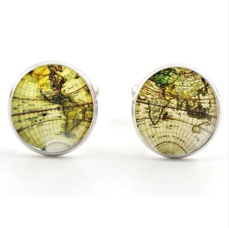 

Ancient map time gem men's cufflinks, N/a